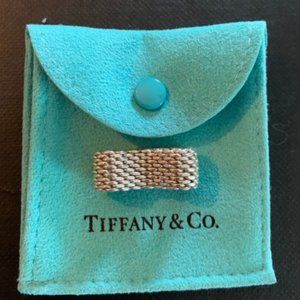 Tiffany silver mesh ring, size 7